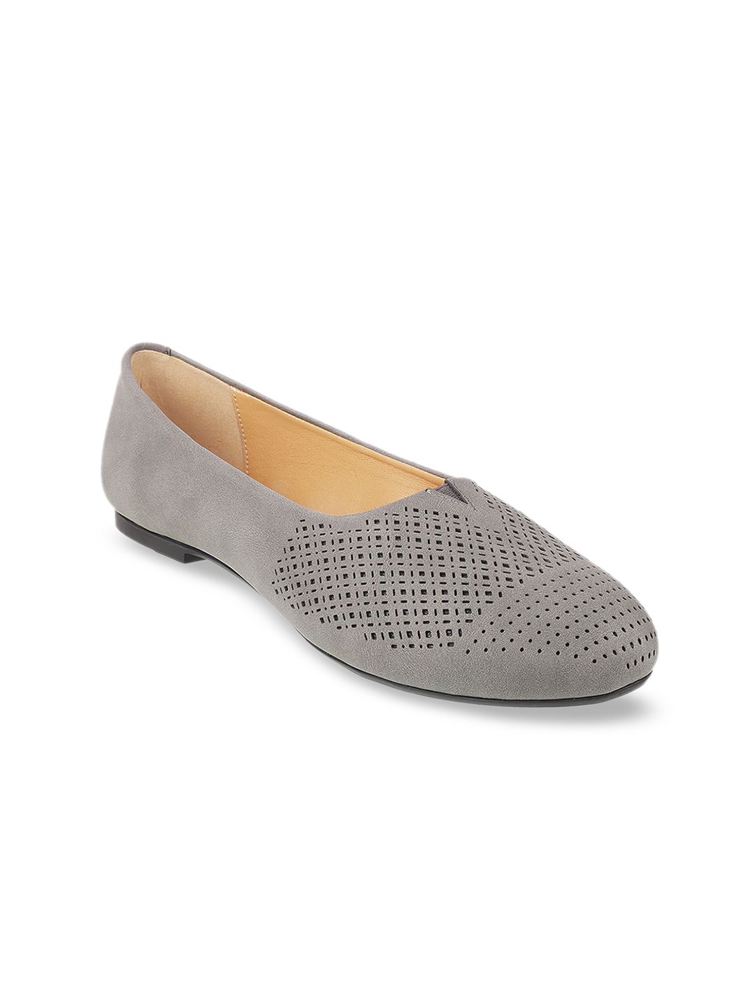 Mochi Women Grey Woven Design Ballerinas