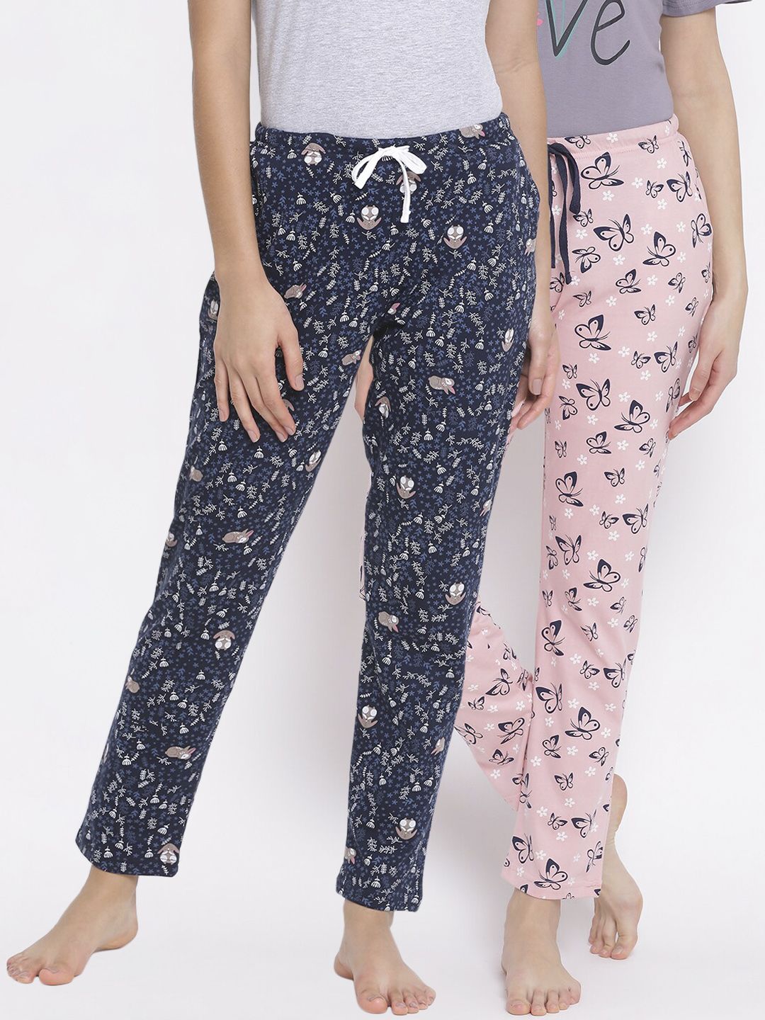 Kanvin Women Pack of 2 Printed Pure Cotton Lounge Pants Price in India