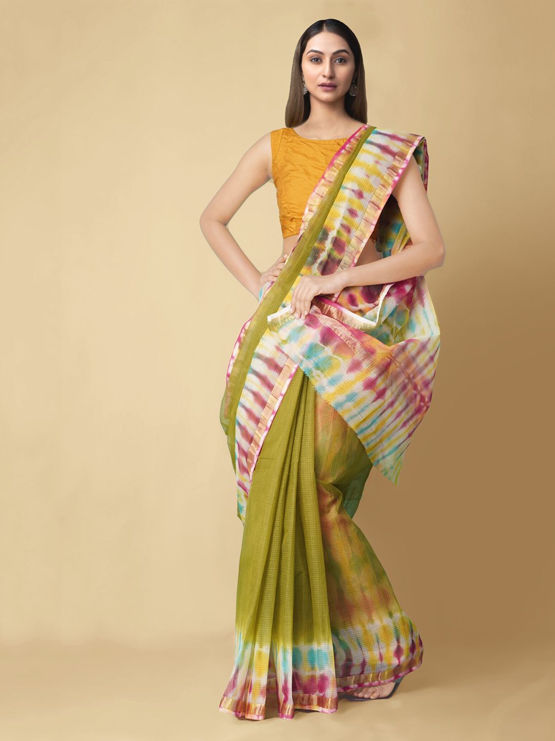 Unnati Silks Green Pure Cotton Printed Kota Saree