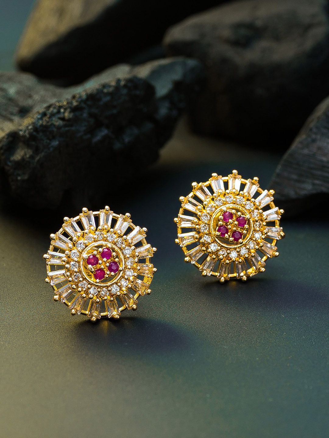 aadita Gold-Plated Handcrafted Circular Studs Price in India