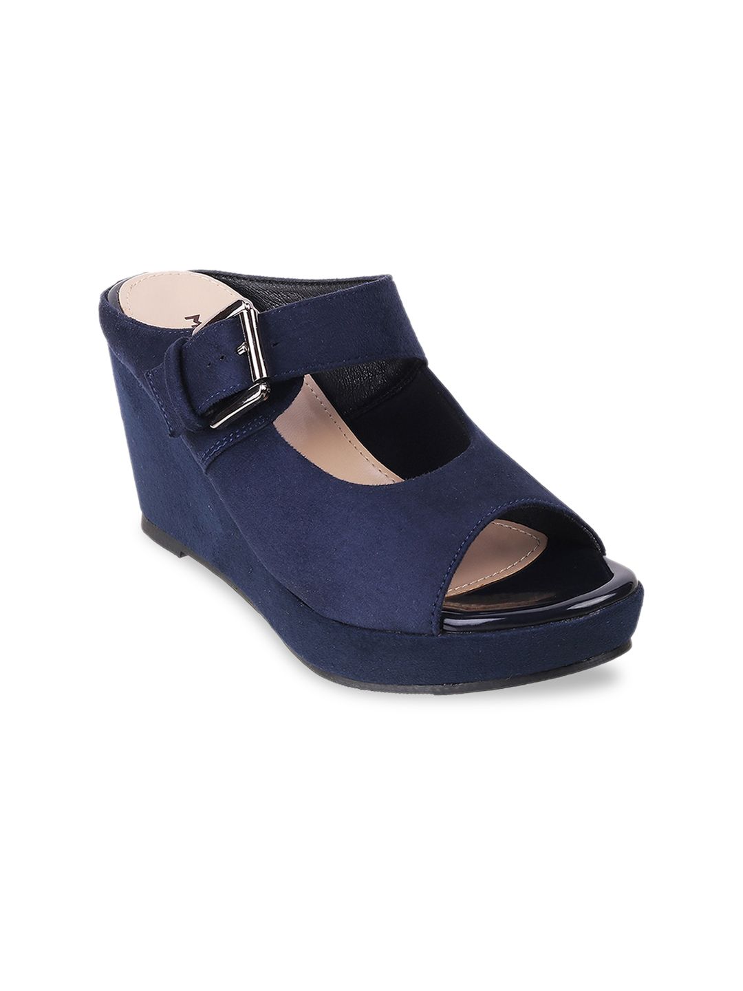 Mochi Women Blue Solid Sandals Price in India
