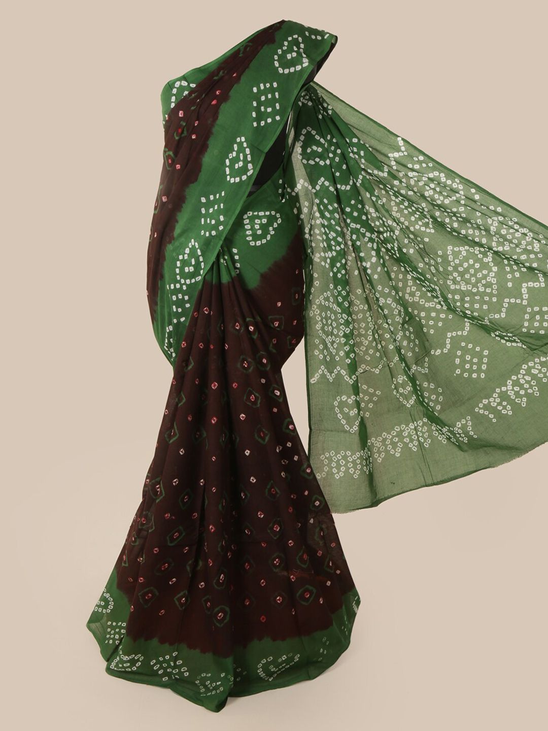 Pothys Brown Printed Cotton Blend Saree