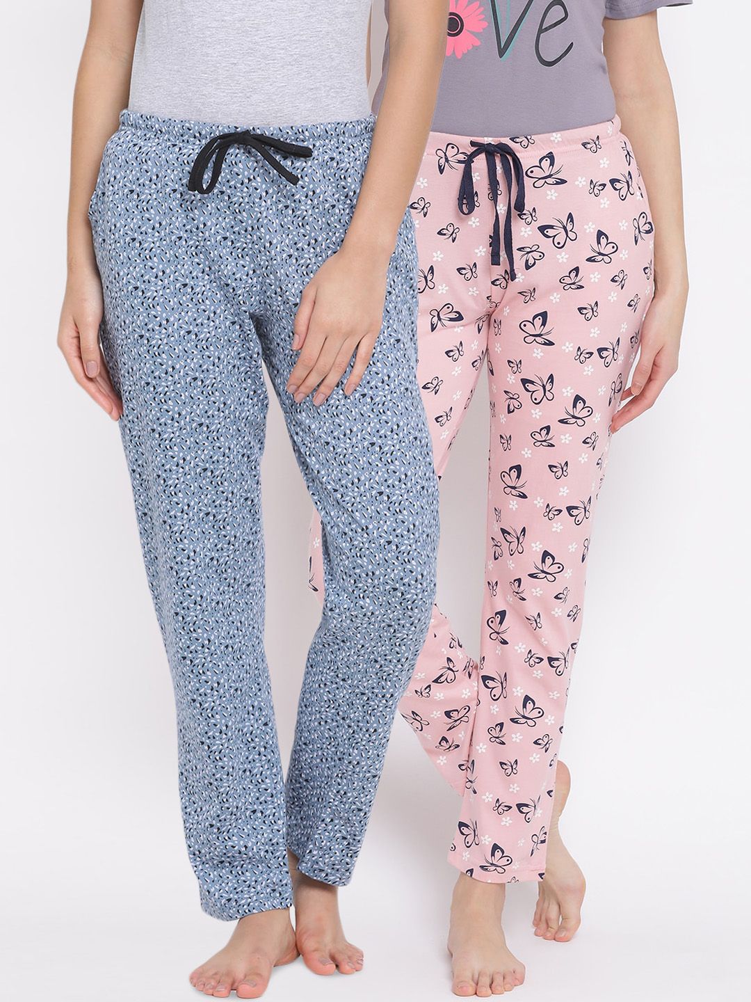 Kanvin Women Pack of 2 Printed Pure Cotton Lounge Pants Price in India