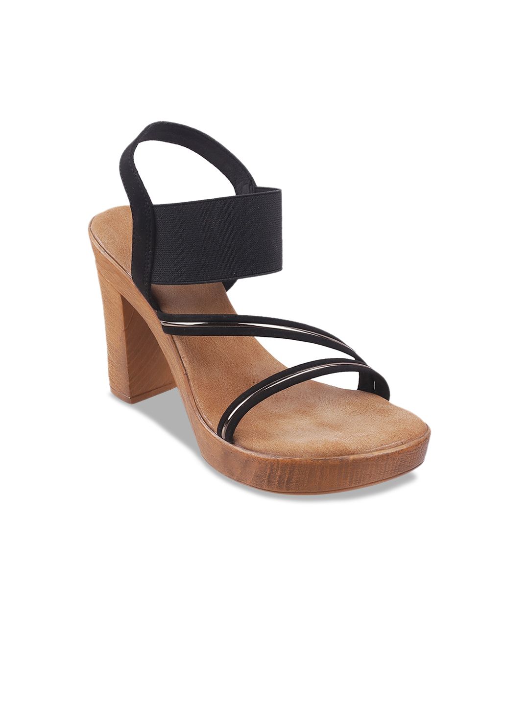 Mochi Women Black Solid Sandals Price in India