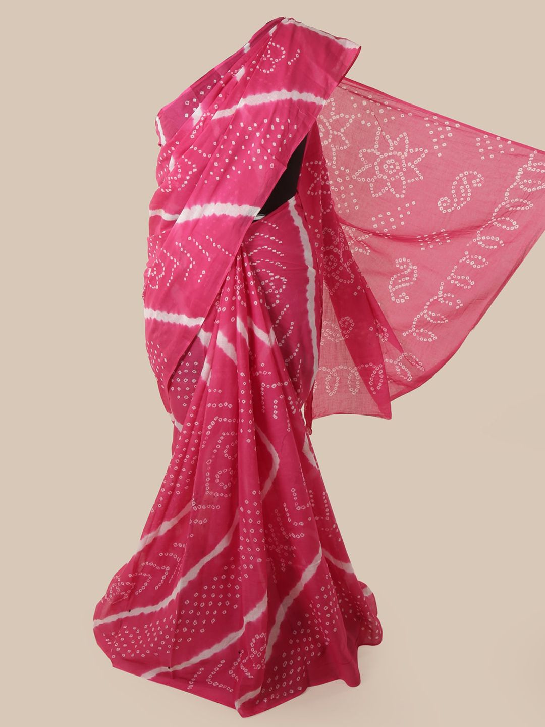 Pothys Pink & Beige Cotton Blend Printed Saree