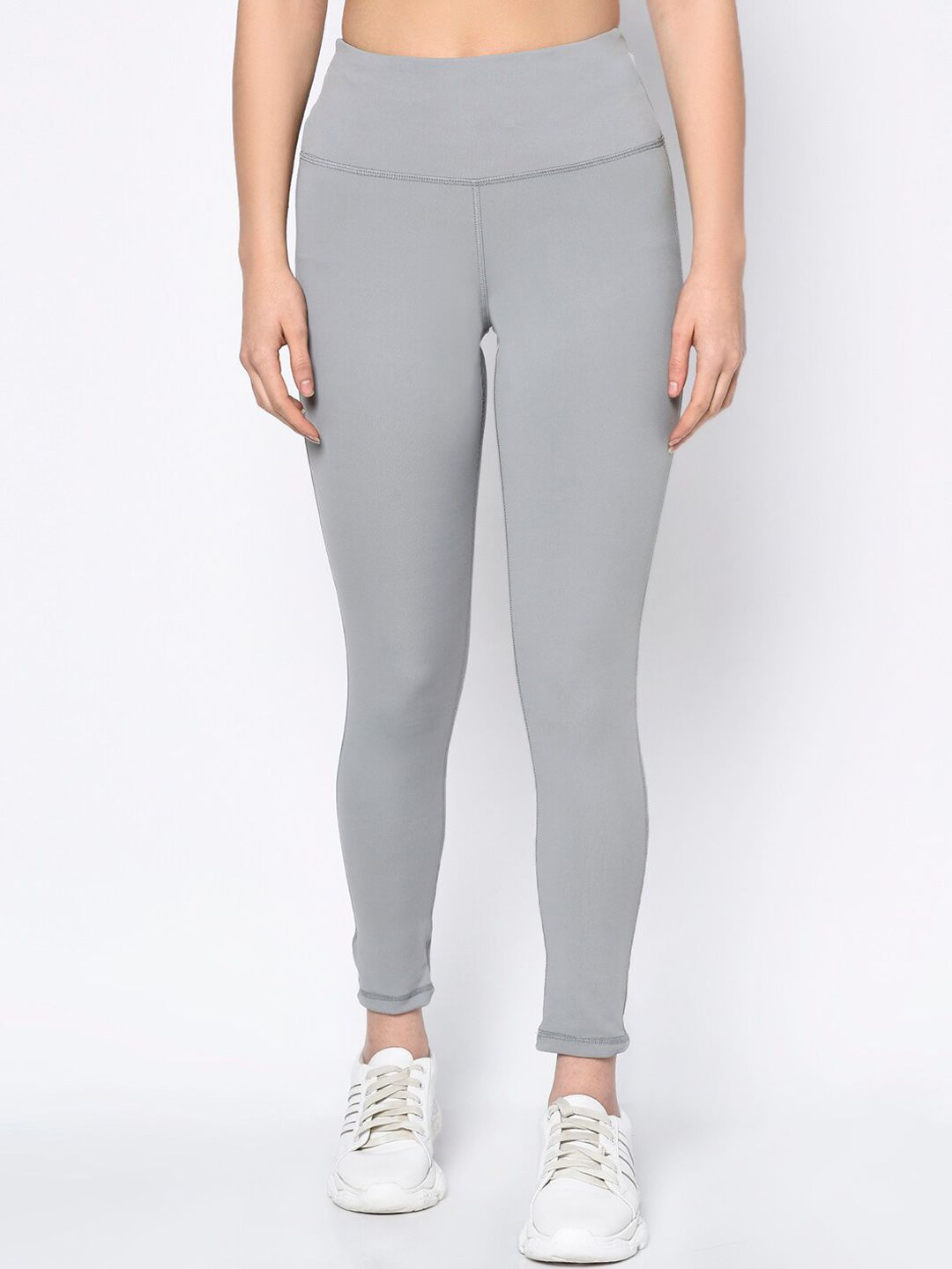 Truerevo Women Grey Solid Sports Tights Price in India