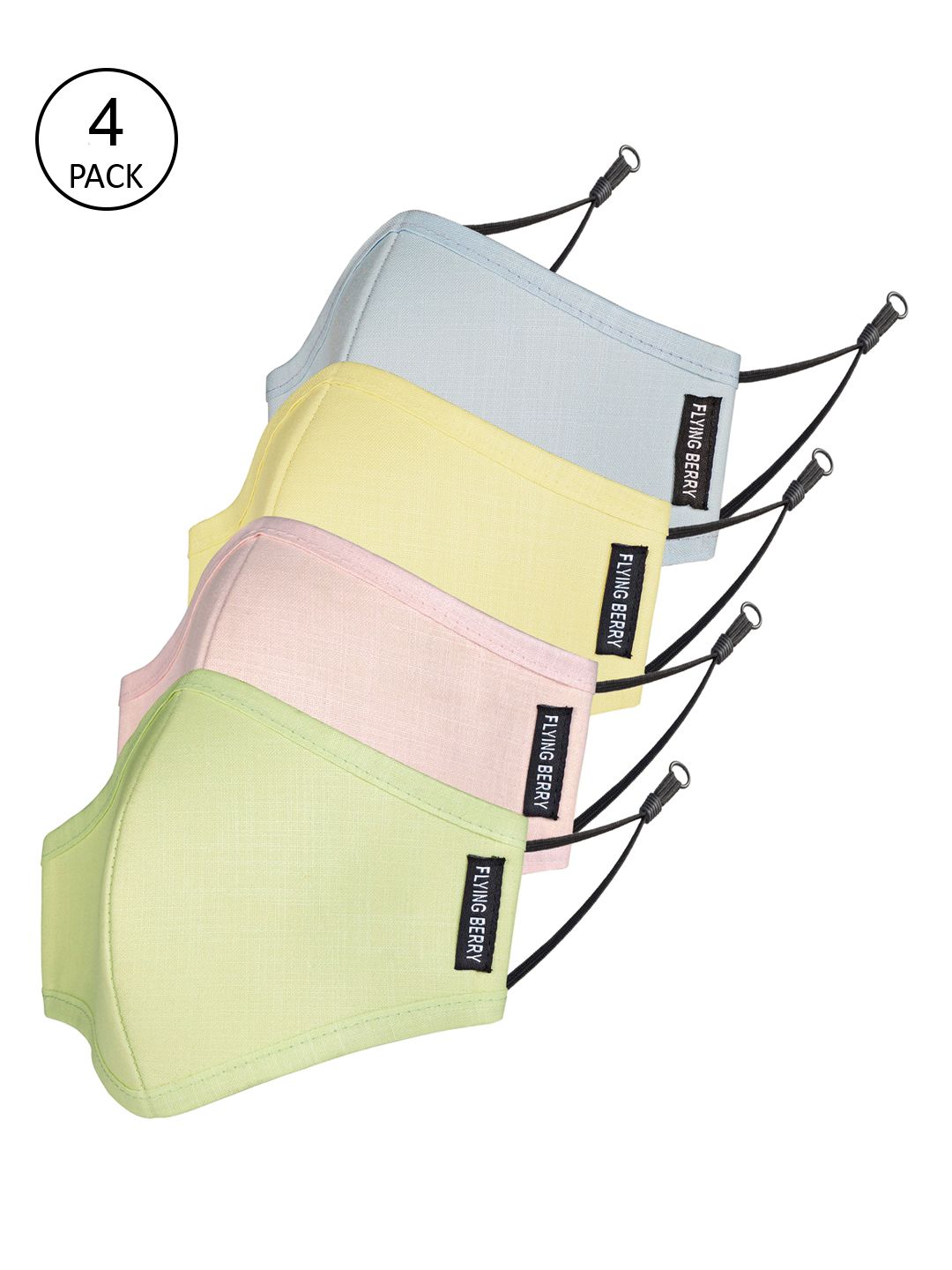 FLYING BERRY Unisex Pack Of 4 Solid 3-Ply Reusable Anti Pollution Linen N95 Masks Price in India