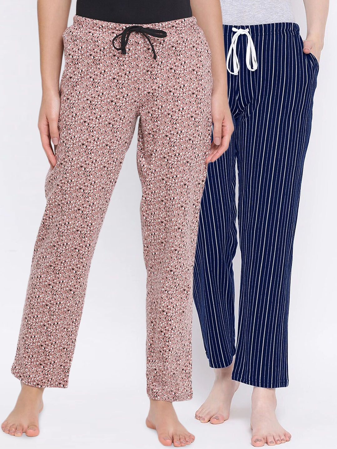 Kanvin Women Pack Of 2 Printed Pure Cotton Lounge Pants Price in India