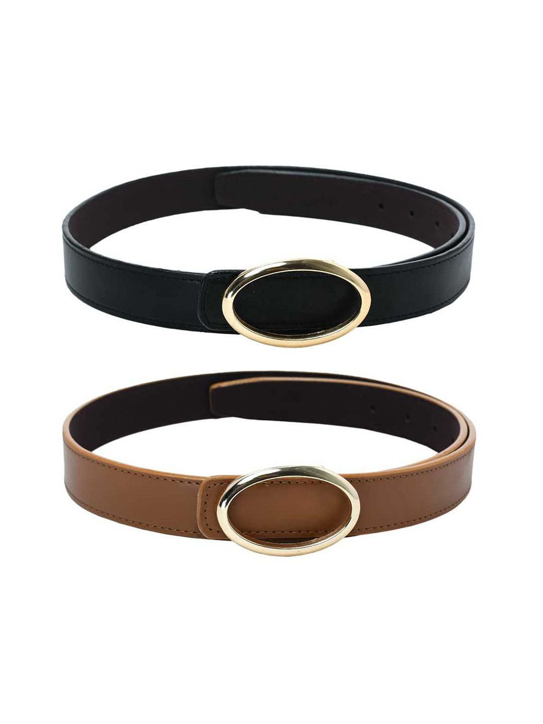 Kastner Pack of 2 Women Brown & Black Solid Belt Price in India