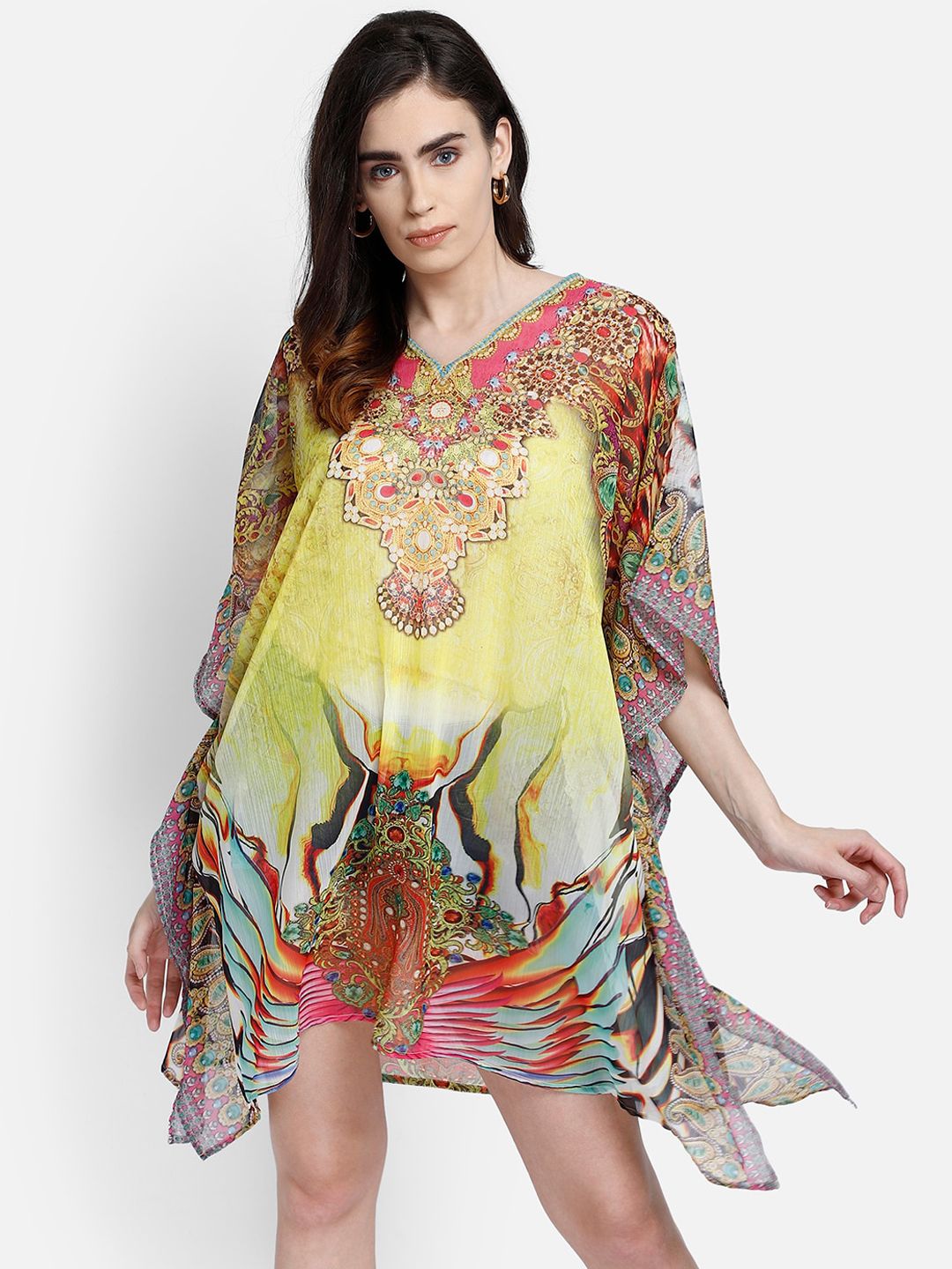 Aditi Wasan Multicolor Printed Kaftan Dress Price in India