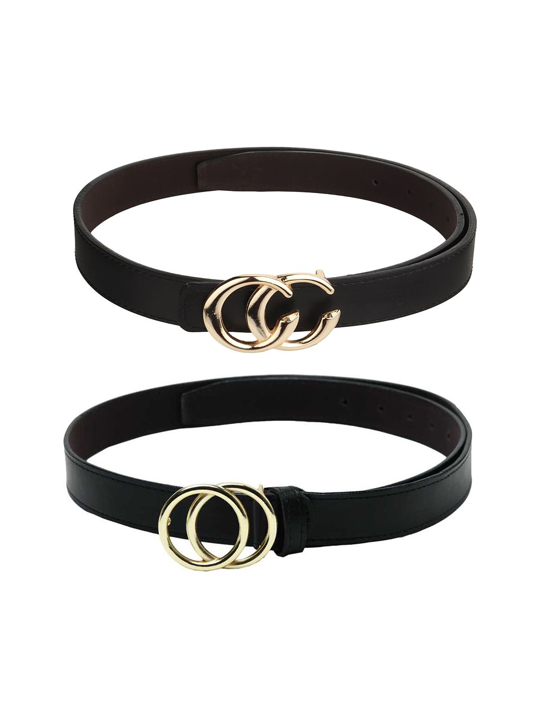 Kastner Pack of 2 Women Black Solid Belt Price in India