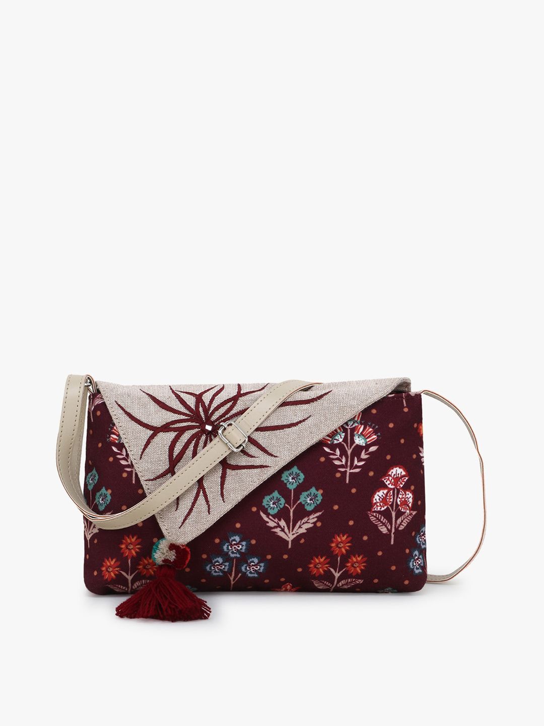 Anekaant Maroon Printed Sling Bag Price in India