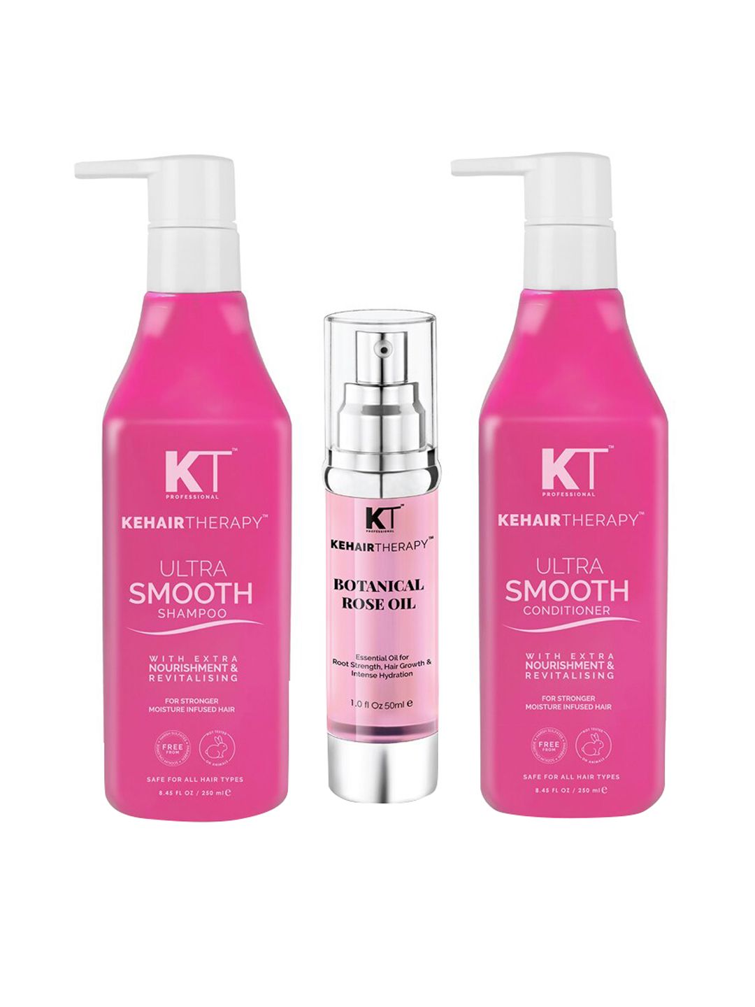 KEHAIRTHERAPY Set Of Ultra Smooth Shampoo 250ml & Conditioner 250ml With Rose Serum 50ml