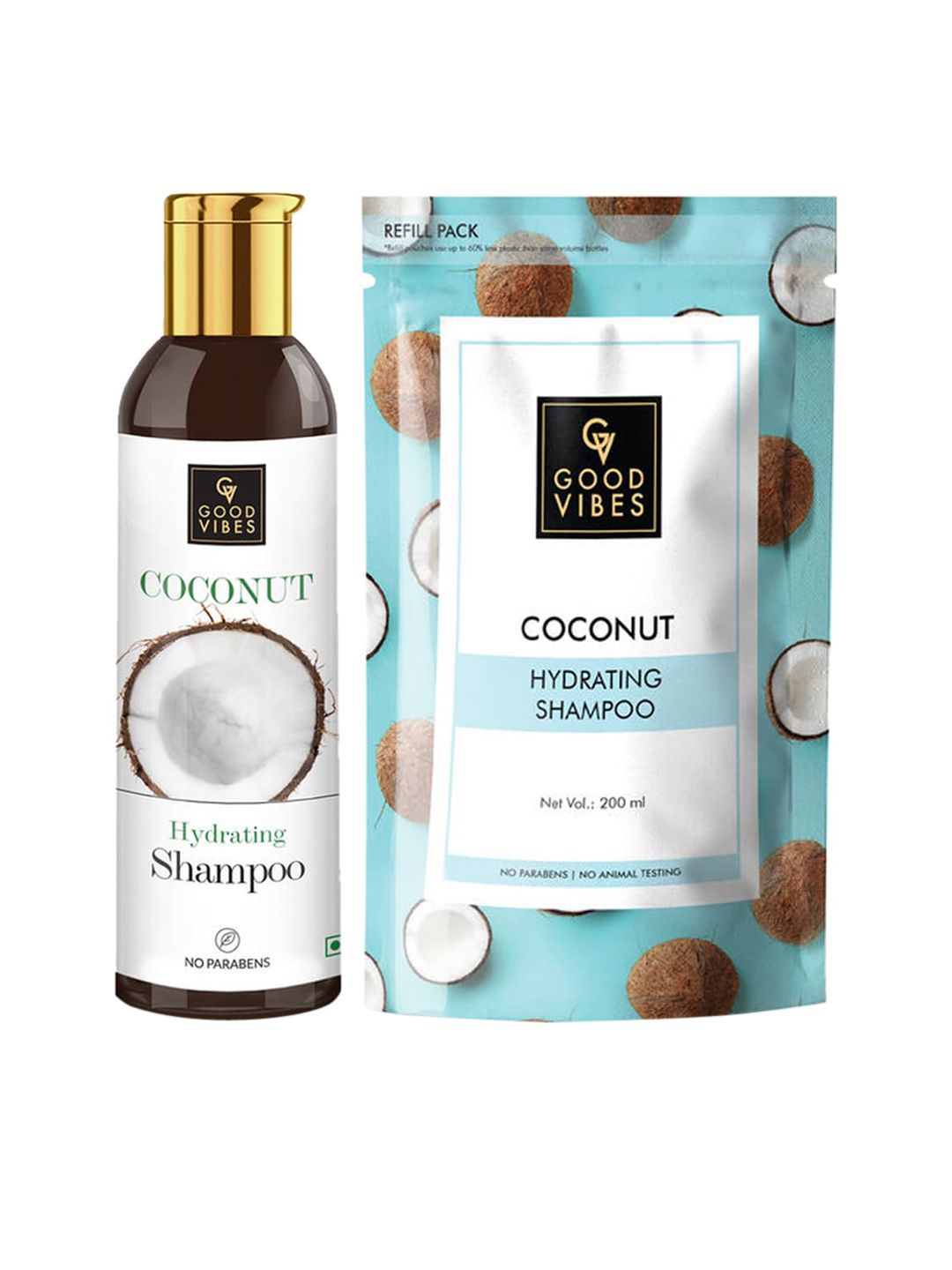 Good Vibes Set Of 2 Hydrating Coconut Shampoo Bottle & Pouch 400ml Price in India