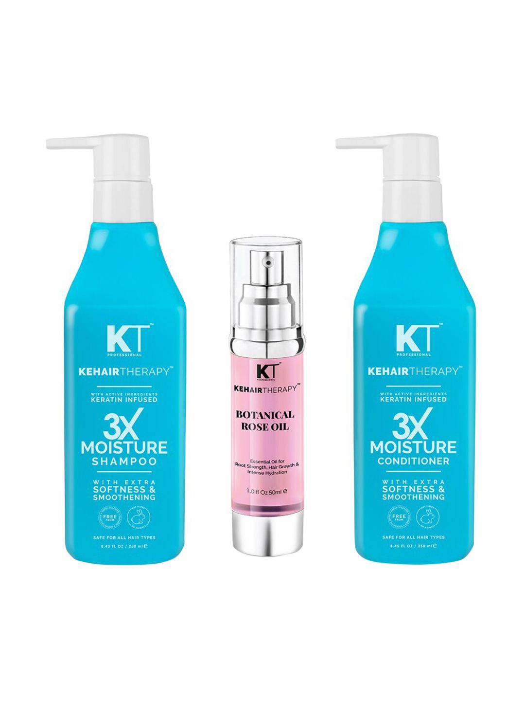KEHAIRTHERAPY Set Of 3X Moisture Shampoo 250ml & Conditioner 250ml With Rose Oil 50ml