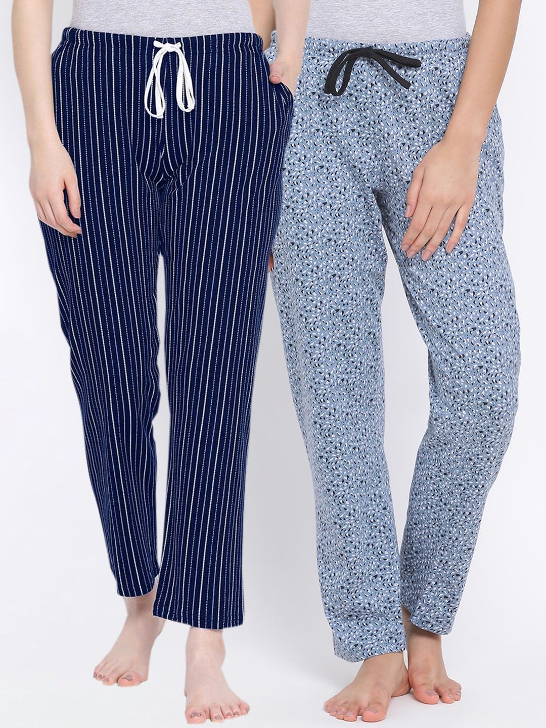 Kanvin Women Pack of 2 Printed Pure Cotton Lounge Pants Price in India