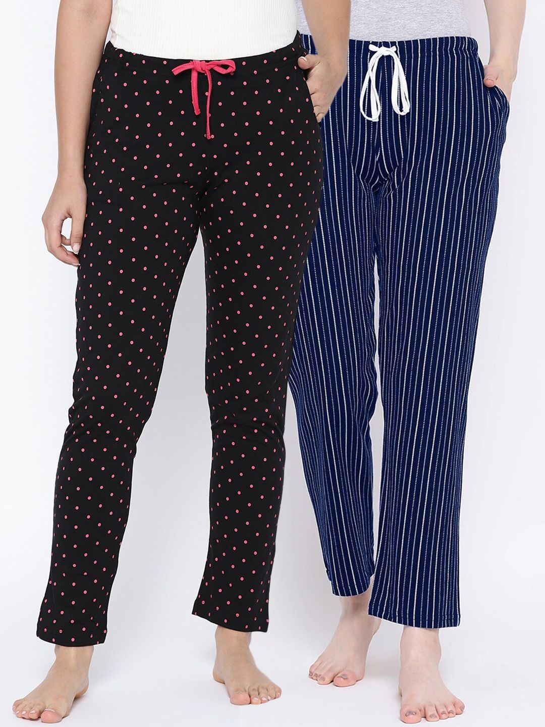 Kanvin Women Pack Of 2 Printed Pure Cotton Lounge Pants Price in India