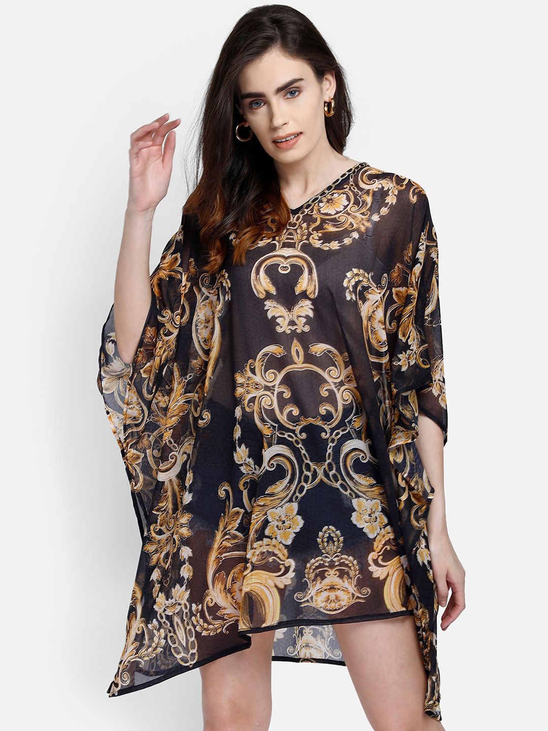 Aditi Wasan Black Black Printed Kaftan Dress Price in India