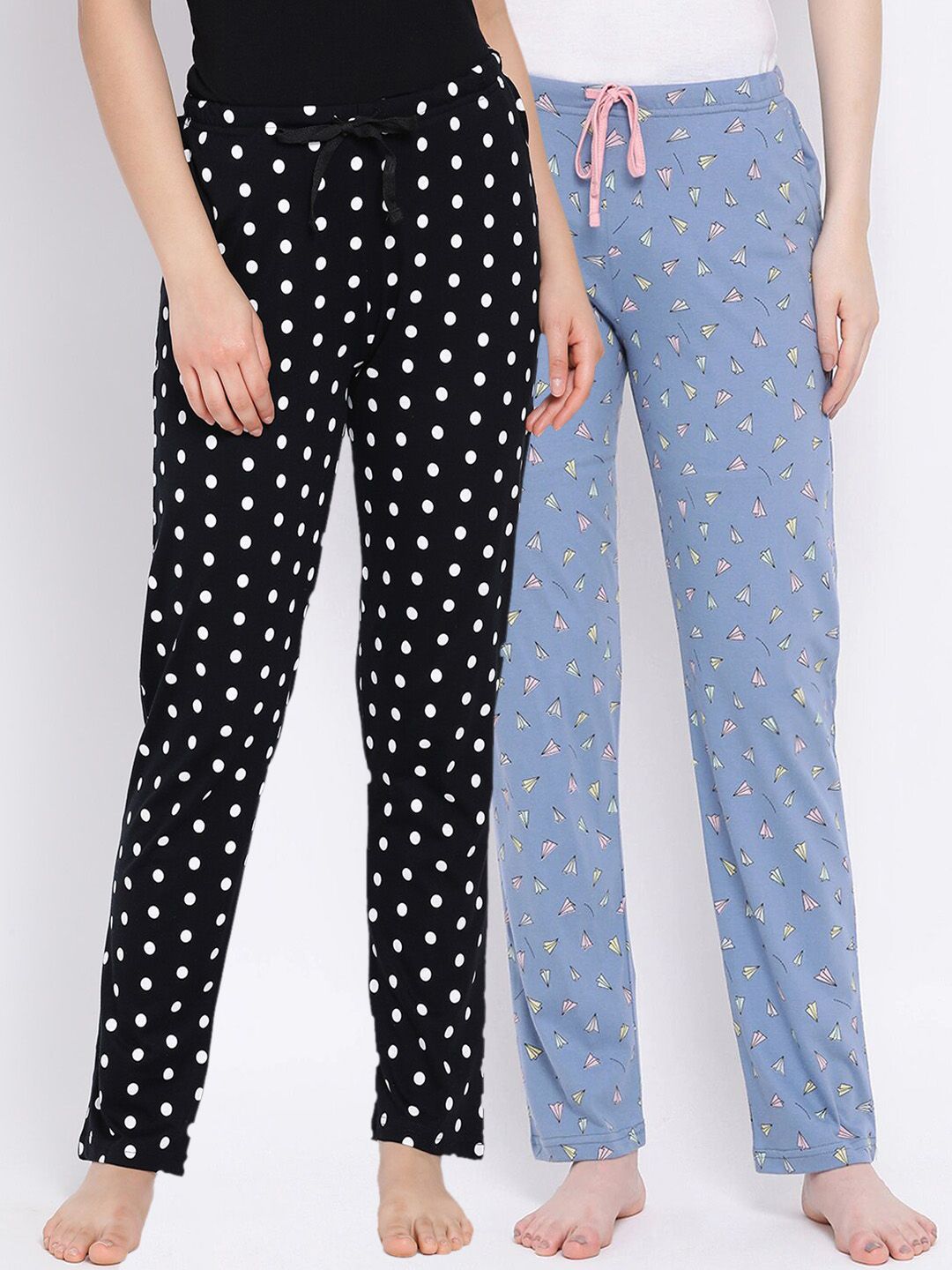 Kanvin Women Pack of 2 Printed Pure Cotton Lounge Pants Price in India