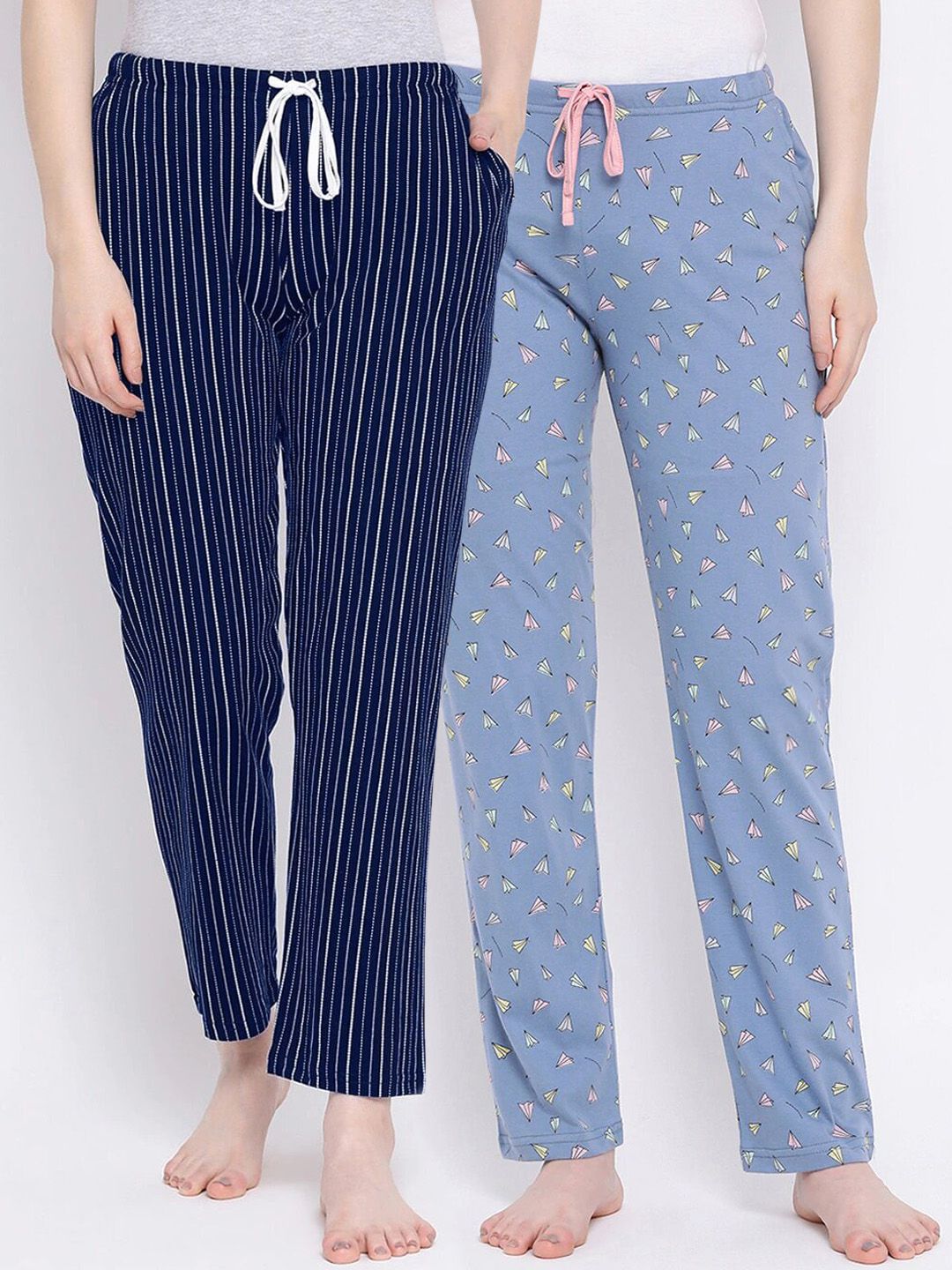 Kanvin Women Pack of 2 Printed Pure Cotton Lounge Pants Price in India