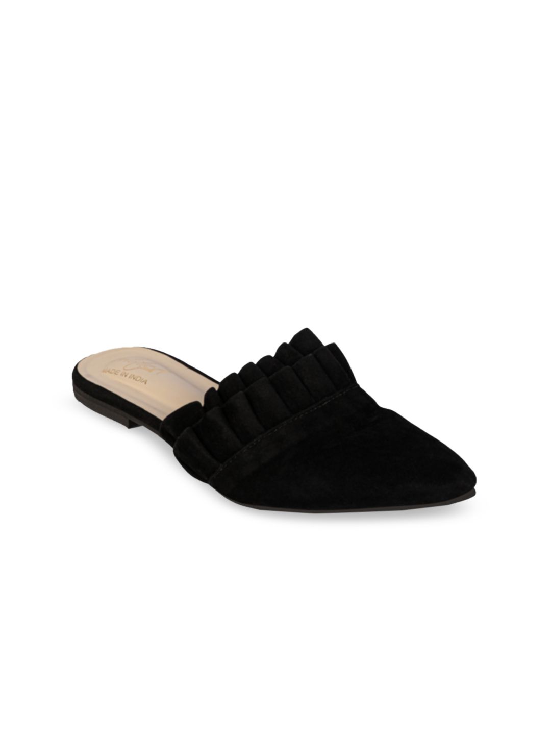 Bowtoes Women Black Ruffle Mules