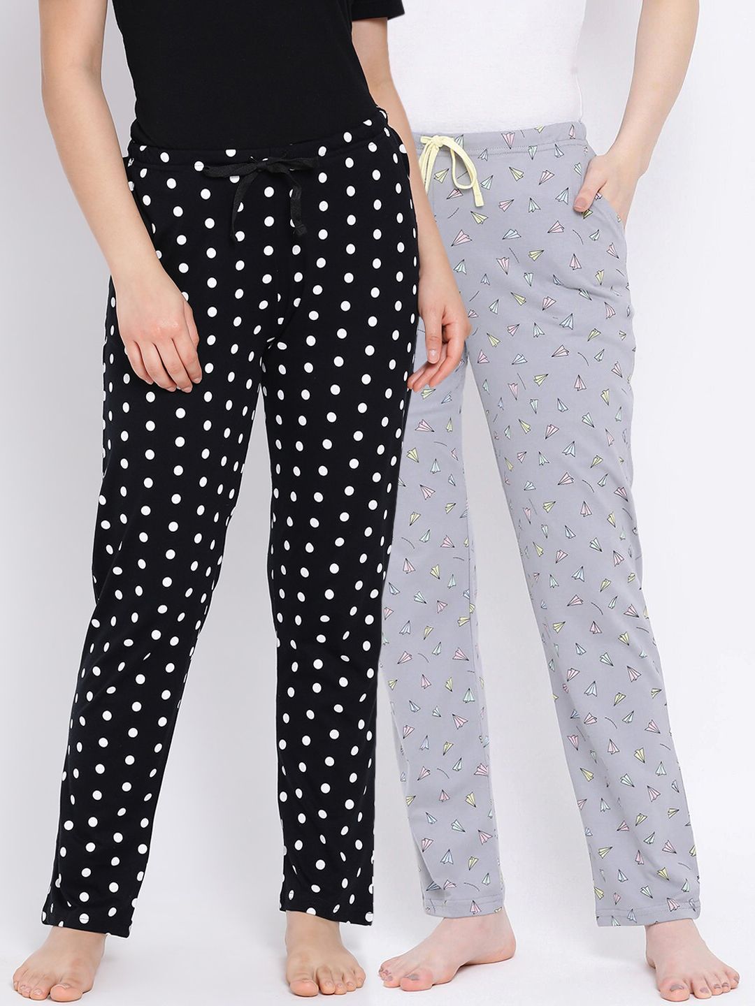 Kanvin Women Pack of 2 Printed Pure Cotton Lounge Pants Price in India