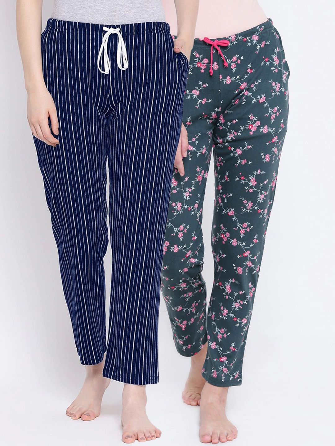 Kanvin Women Pack of 2 Printed Pure Cotton Lounge Pants Price in India