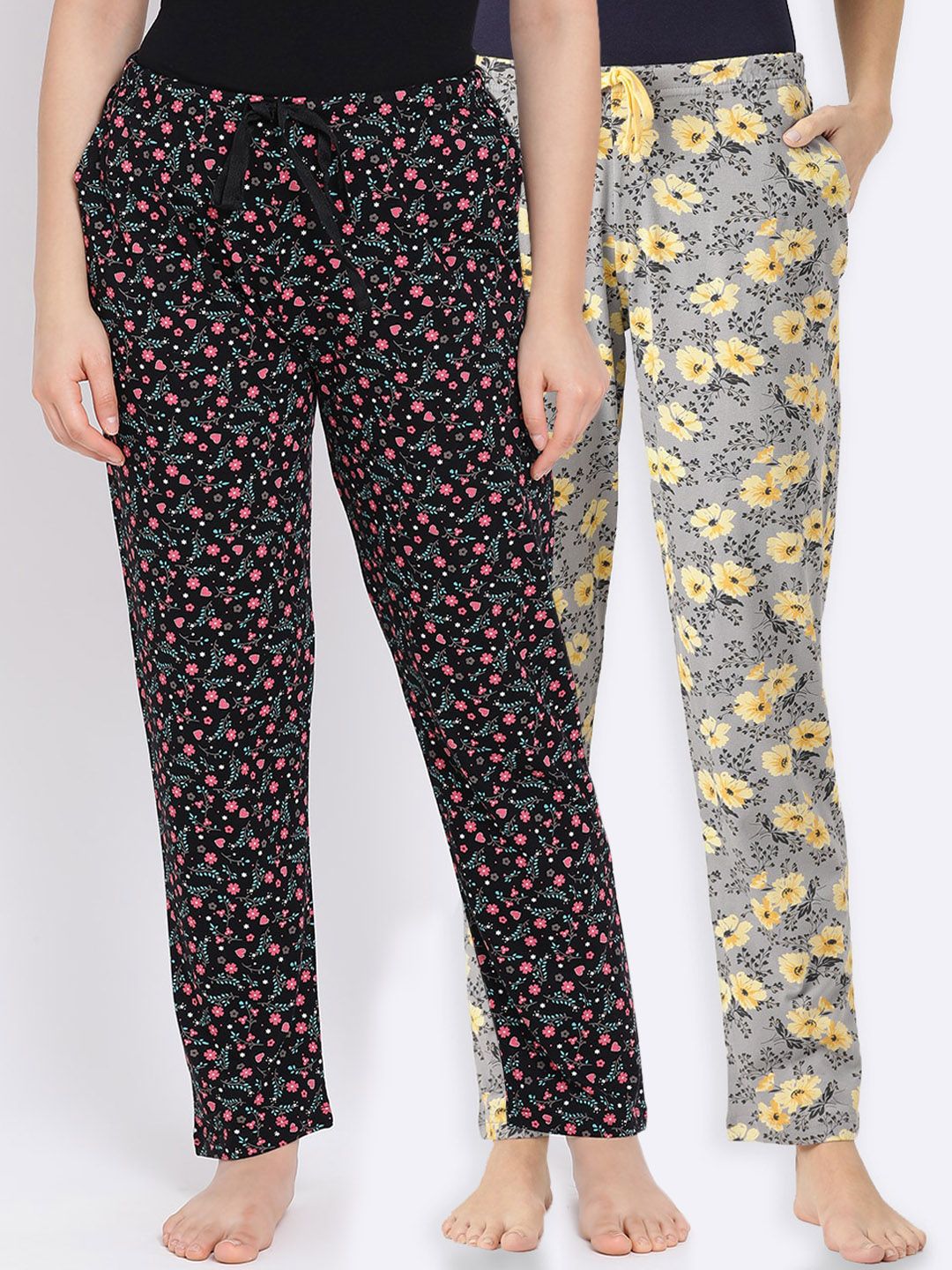 Kanvin Women Pack Of 2 Printed Pure Cotton Lounge Pants Price in India