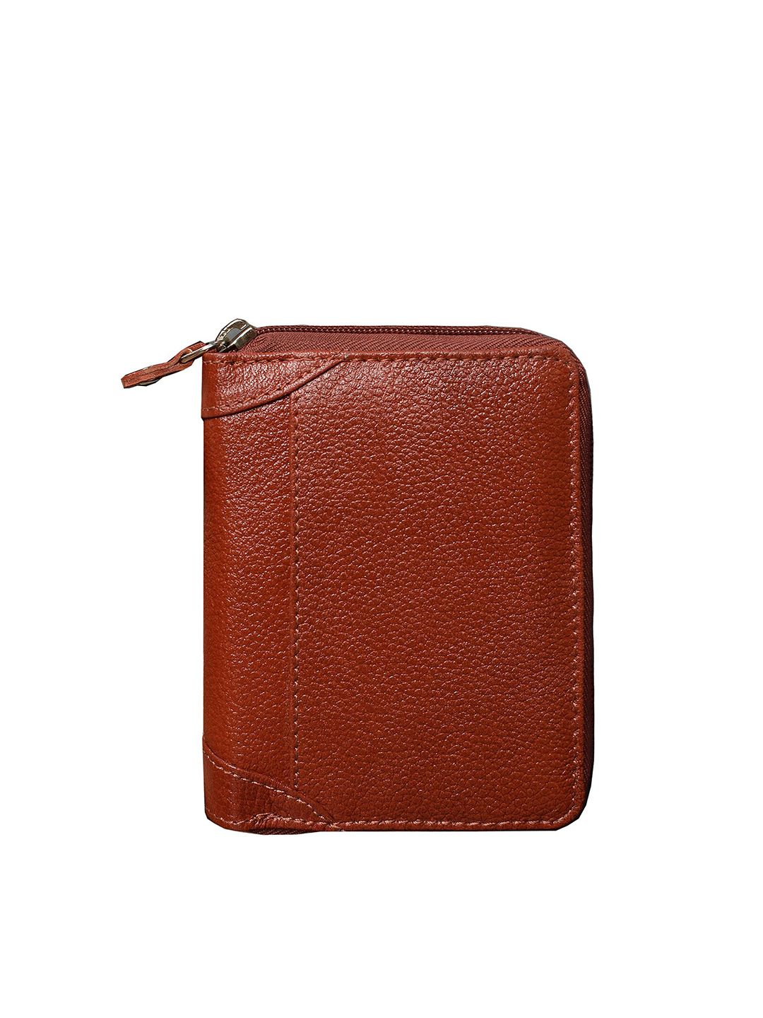 ABYS Unisex Brown Textured Zip Around Leather Wallet Price in India