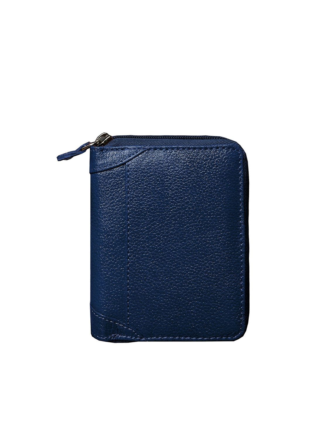 ABYS Blue Textured Genuine Leather Zip Around Card Holder Wallet Price in India
