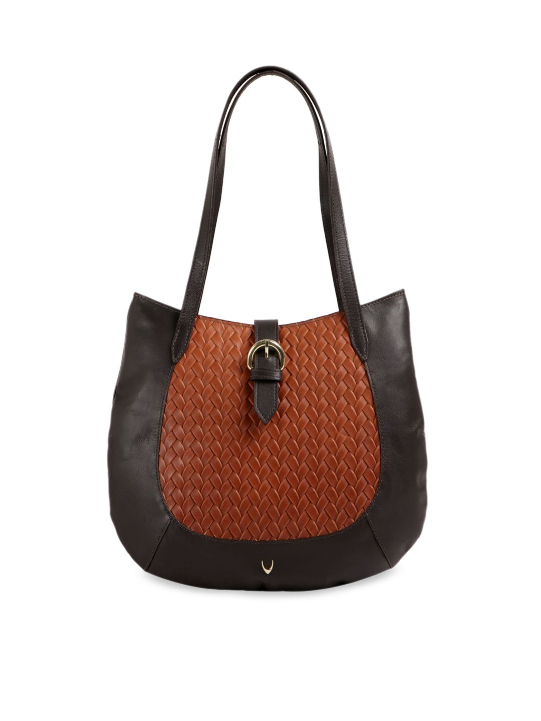 Hidesign Tan & Coffee Brown Colourblocked Leather Shoulder Bag Price in India