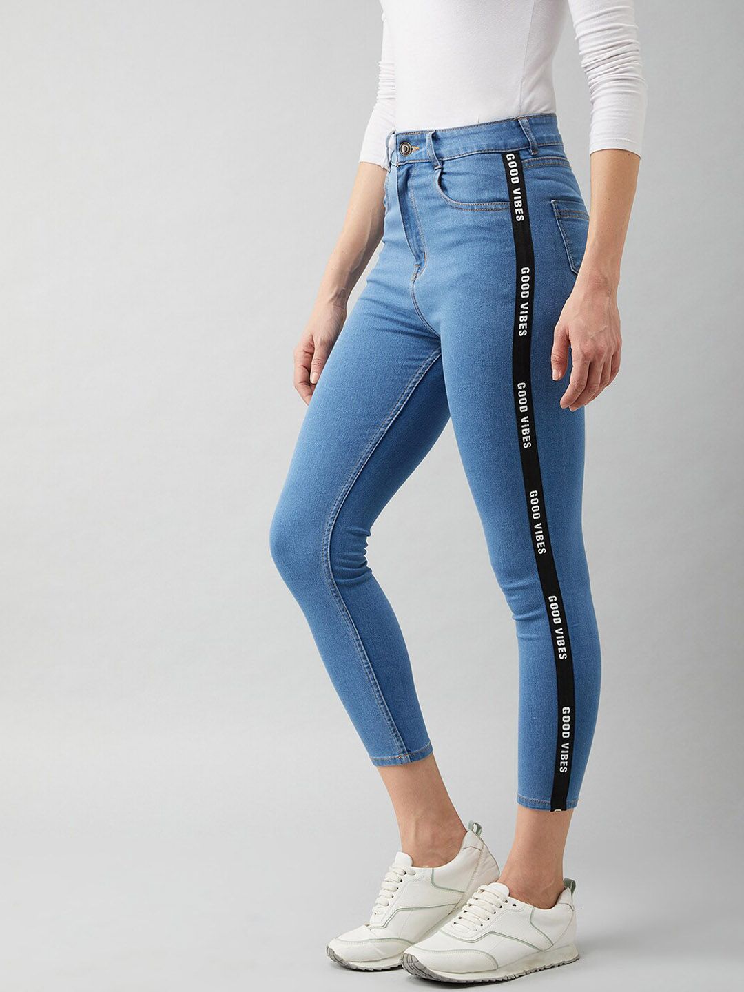 DOLCE CRUDO Women Blue Skinny Fit High-Rise Stretchable Jeans Price in India
