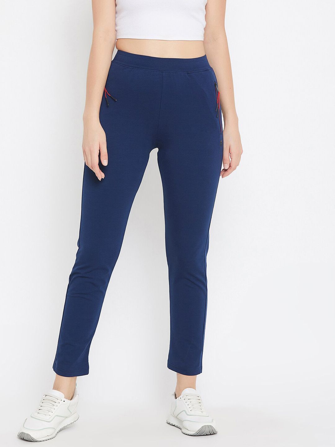 Okane Women Blue Solid Track Pants Price in India