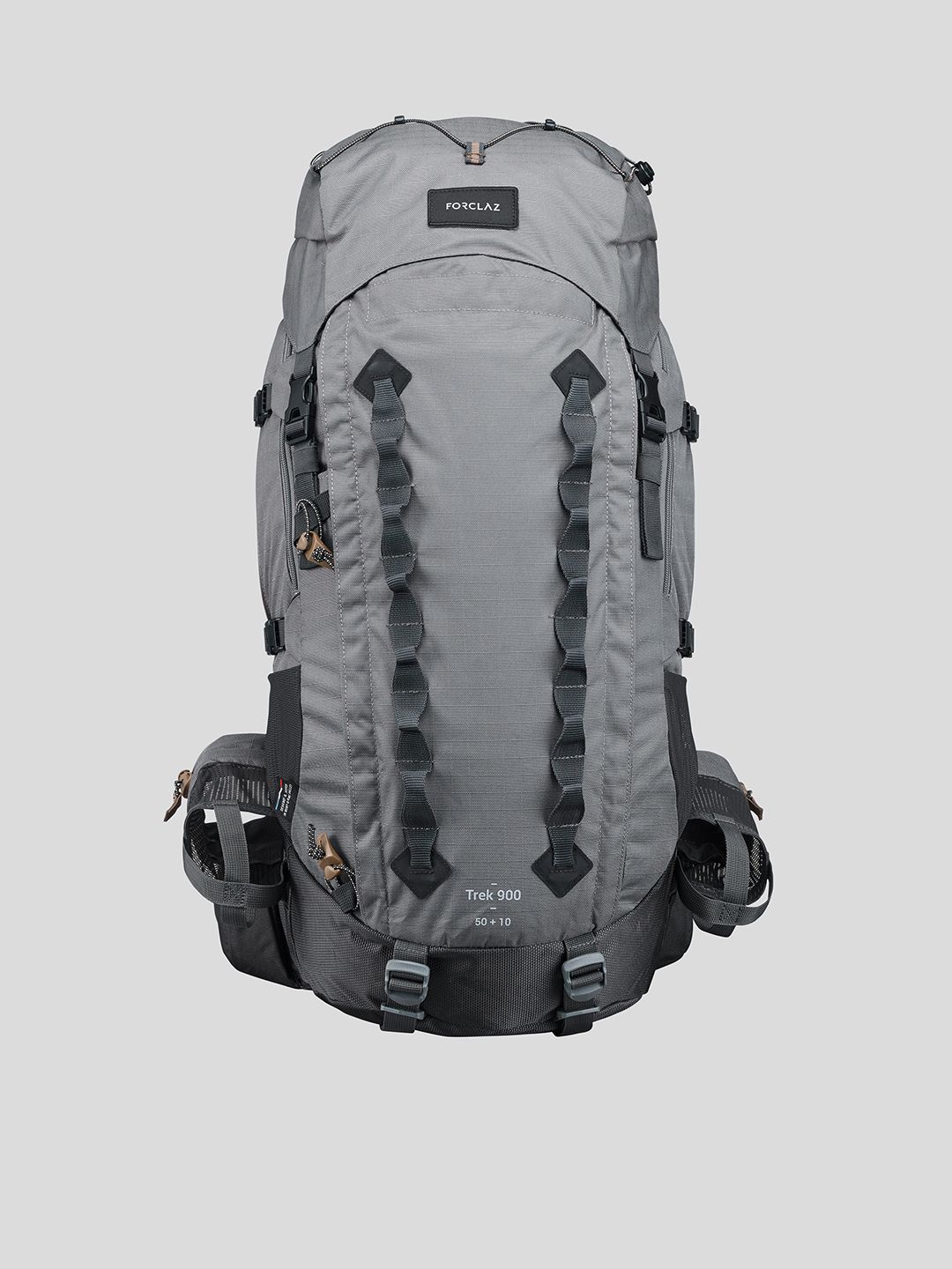 FORCLAZ By Decathlon Men Grey Trekking Backpack with Compression Straps