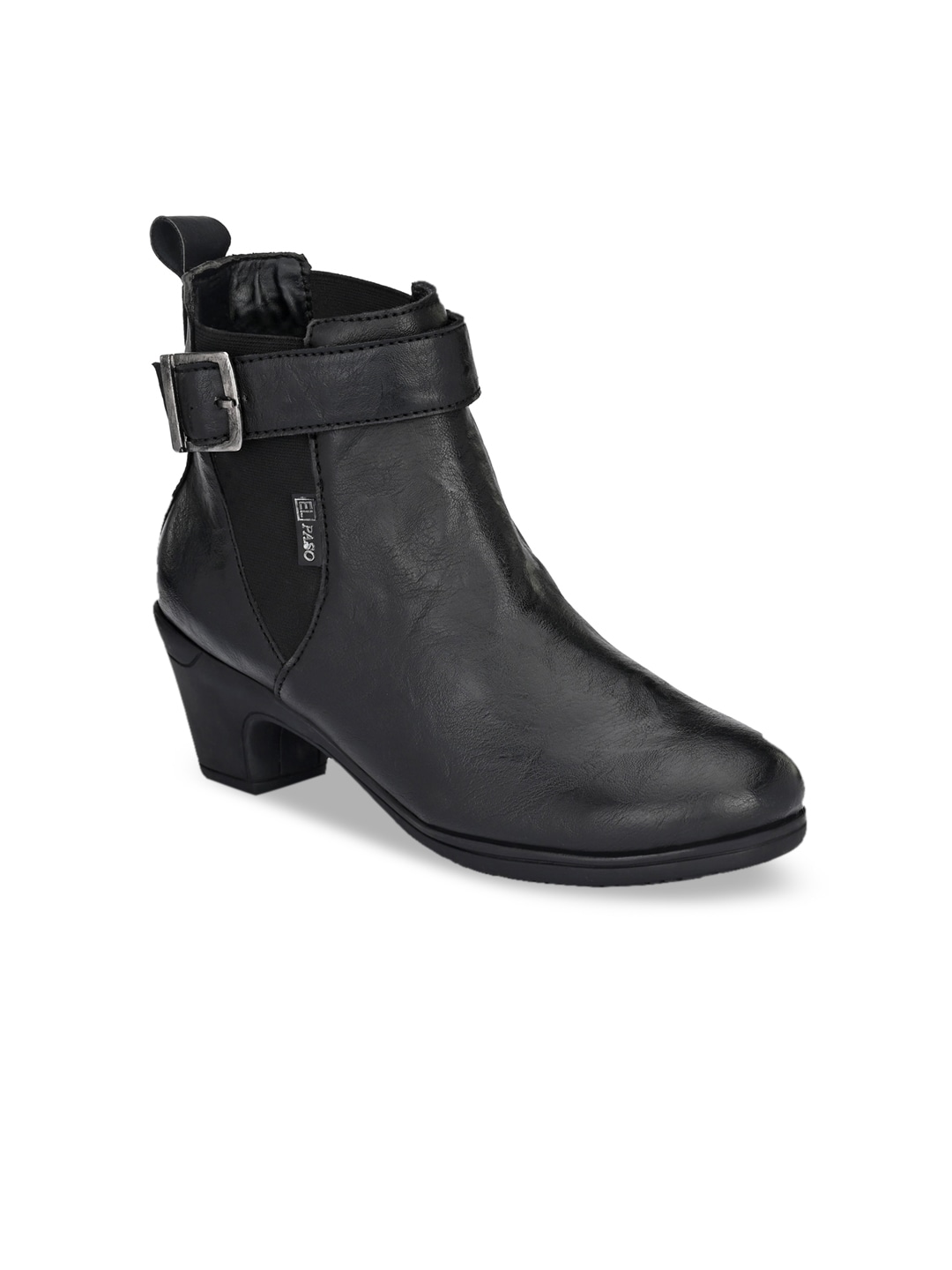 El Paso Women Black Solid Heeled Boots Price in India