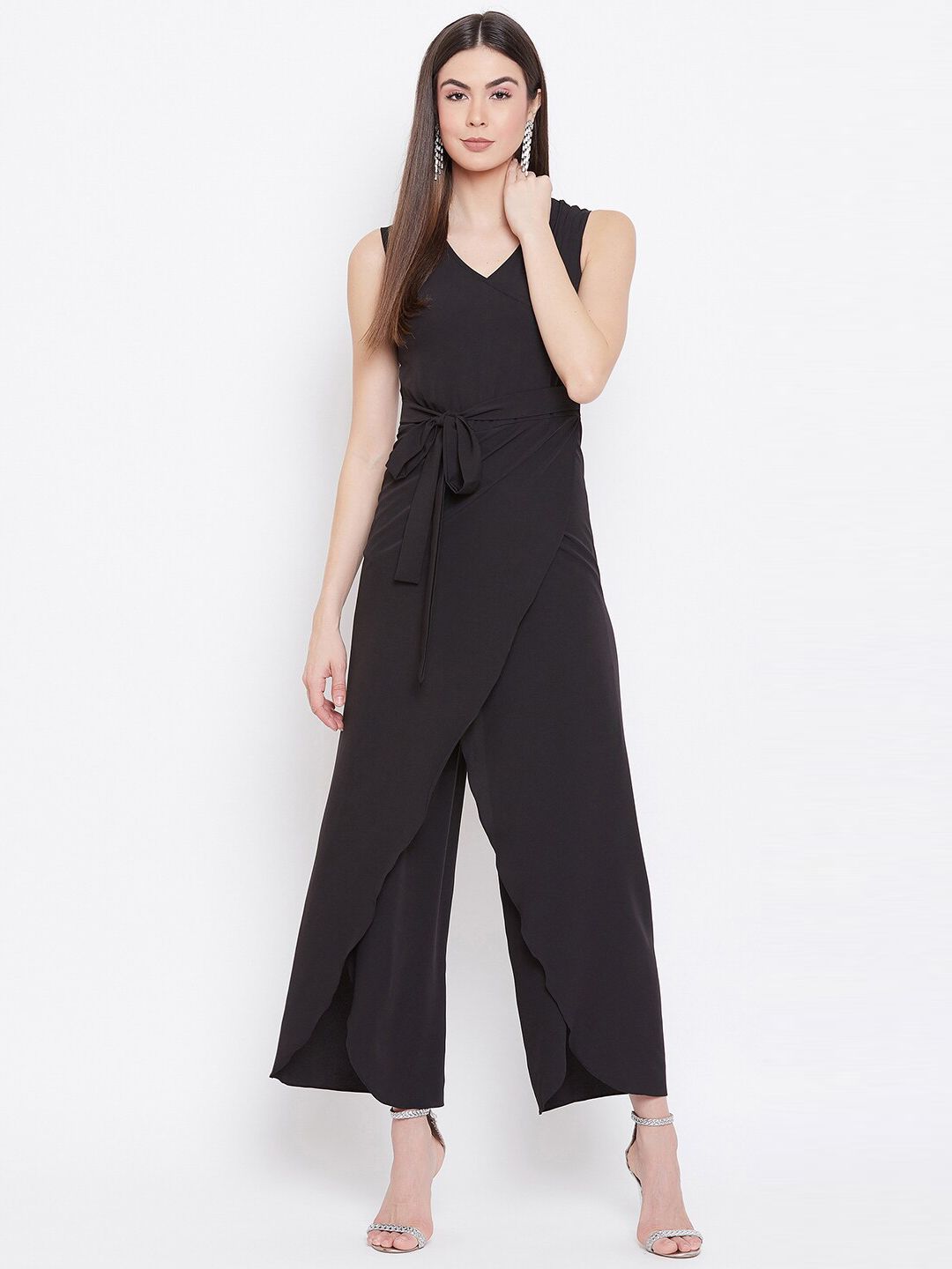 Uptownie Lite Women Black Solid Basic Jumpsuit Price in India