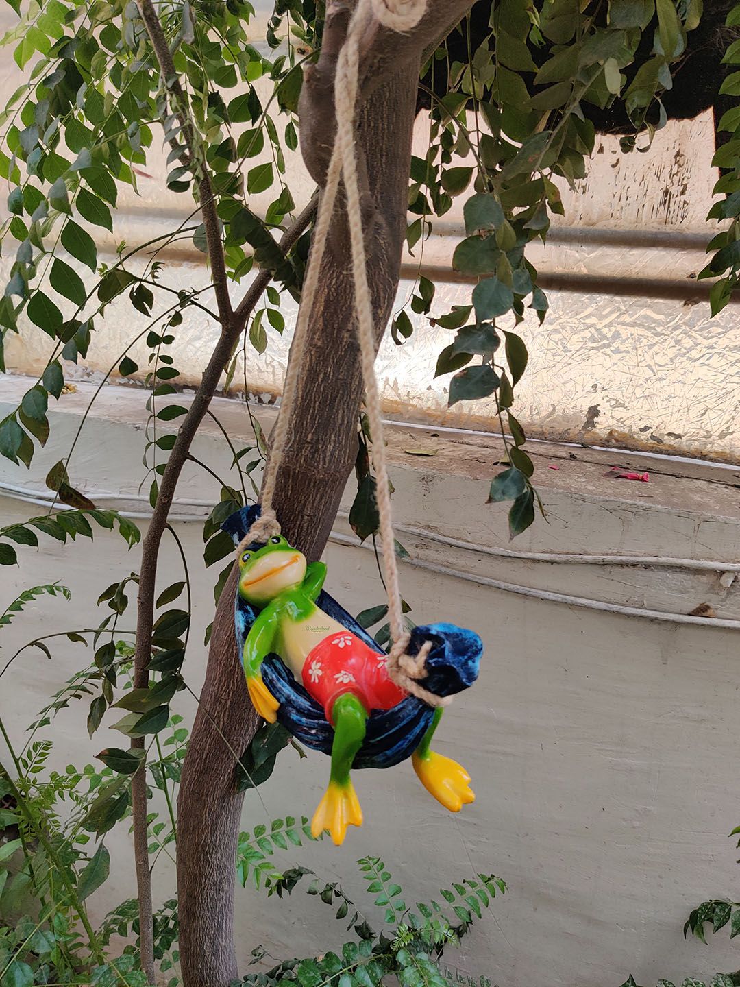 Wonderland Green & Red Frog On Hammock Garden Accessories Price in India
