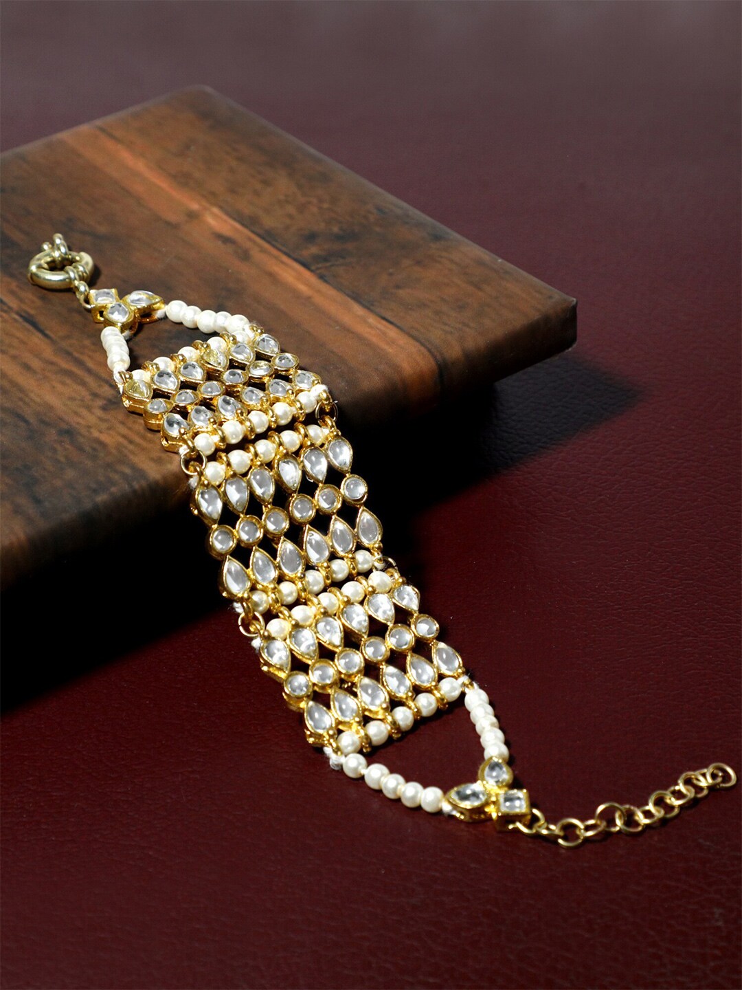 KARATCART Gold-Plated Handcrafted Alloy Wraparound Bracelet Price in India