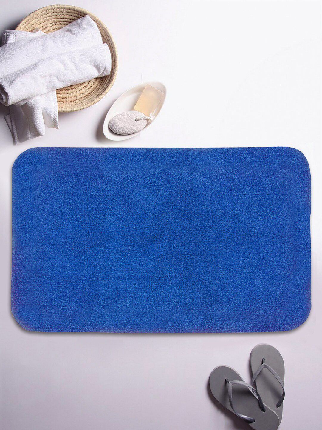 BIANCA Blue Solid Anti-Skid Soft-Cotton 1000 GSM Bath Rug Price in India