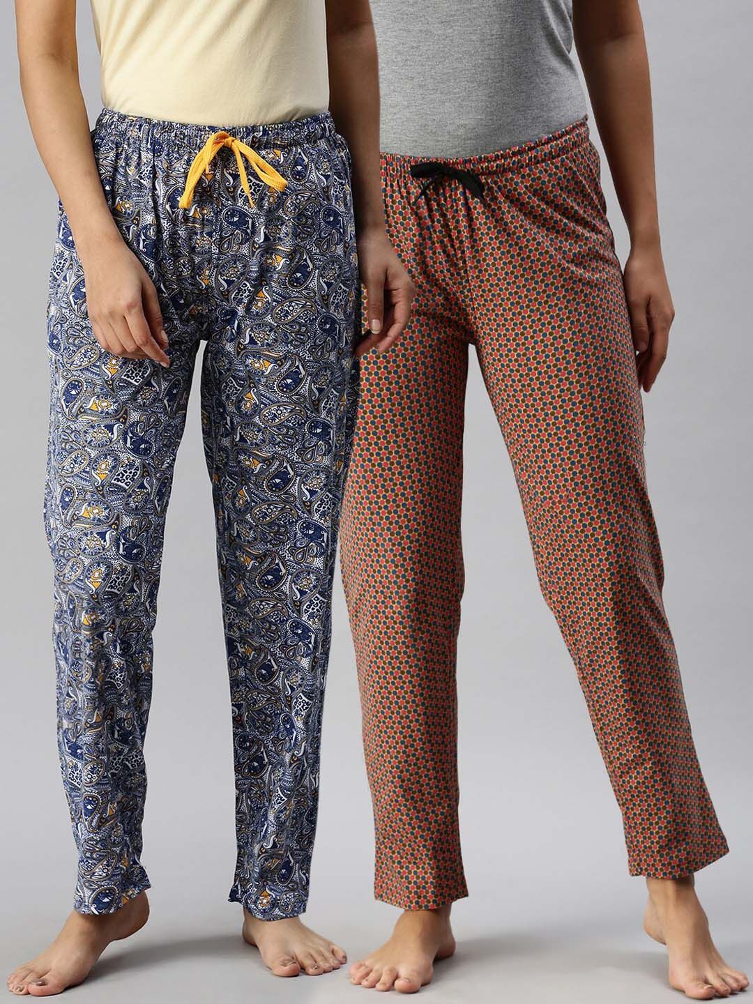 Kryptic Pack of 2 Printed Cotton Pyjamas Price in India