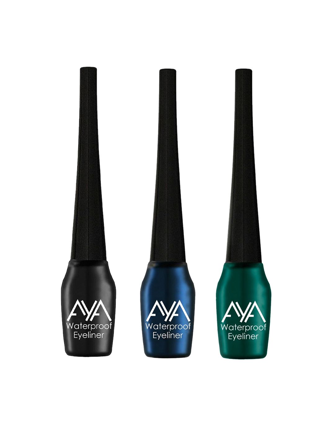 AYA Set of 3 Waterproof Eyeliner - Black, Green & Blue - 5 ml each Price in India