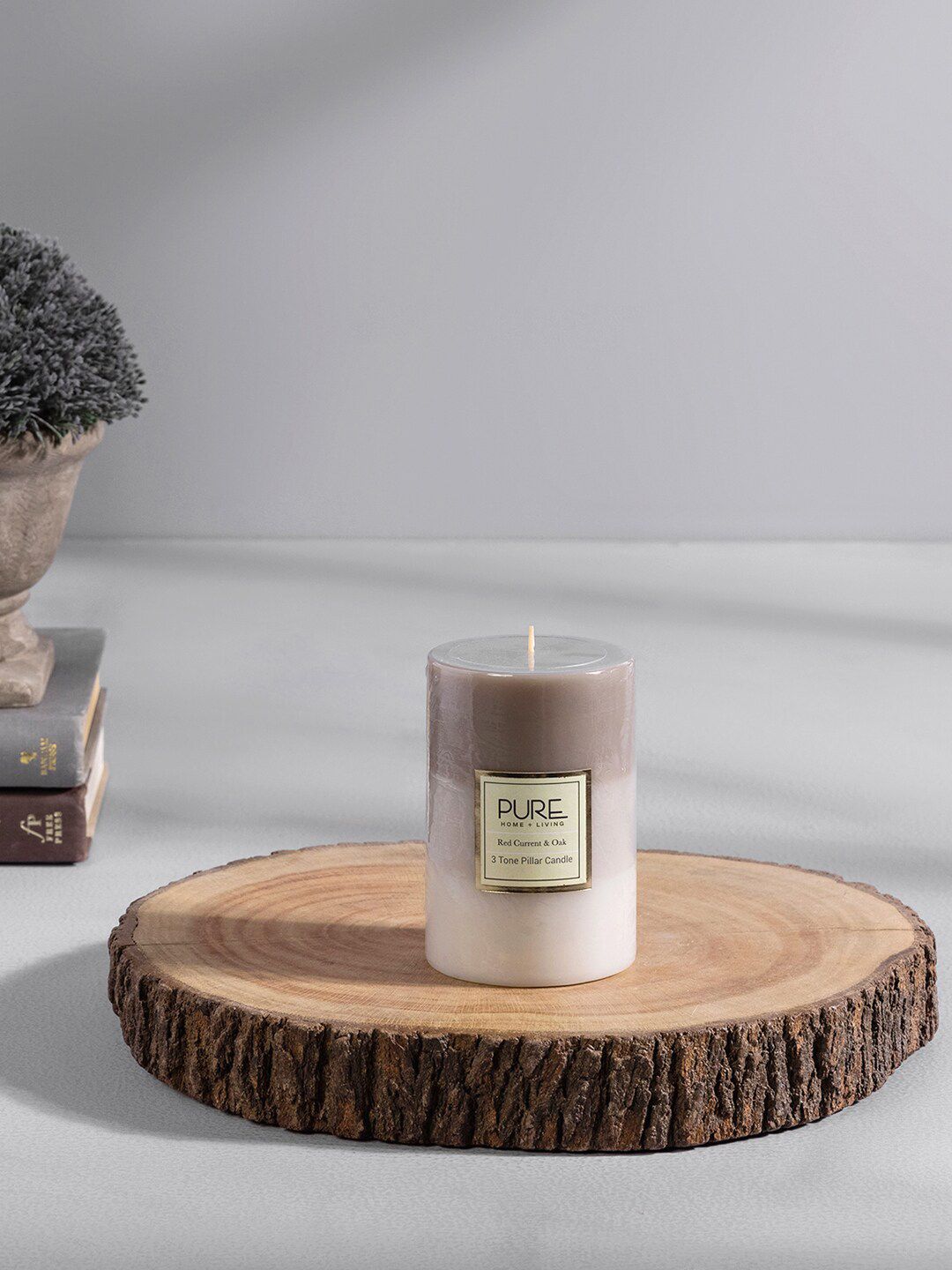 Pure Home and Living Grey Currant and Oak Pillar Candle Price in India