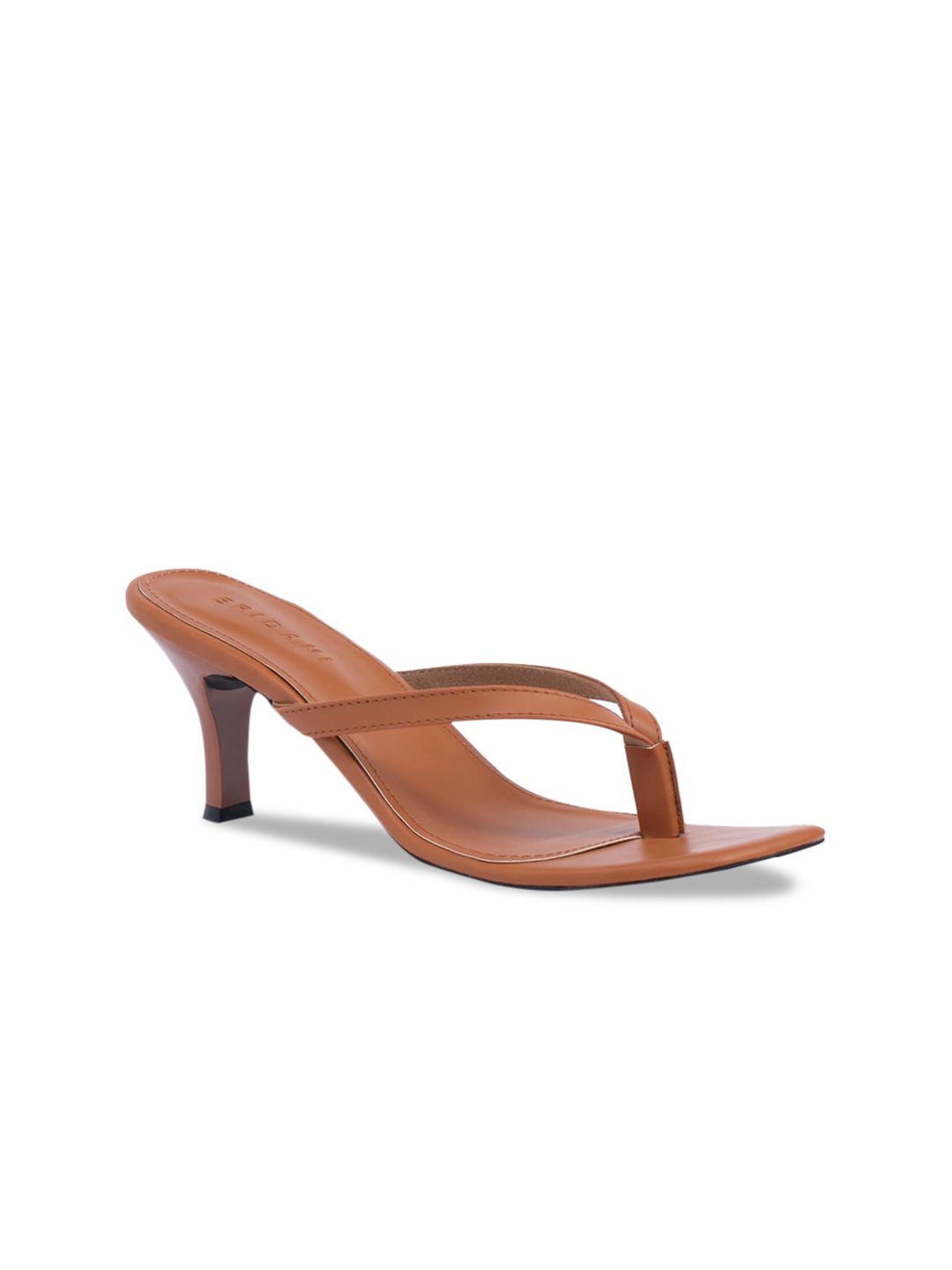 ERIDANI Women Tan Solid Sandals Price in India