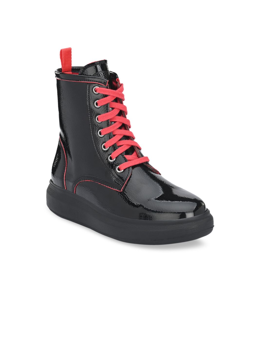 Delize Women Black High-Top Flat Boots Price in India