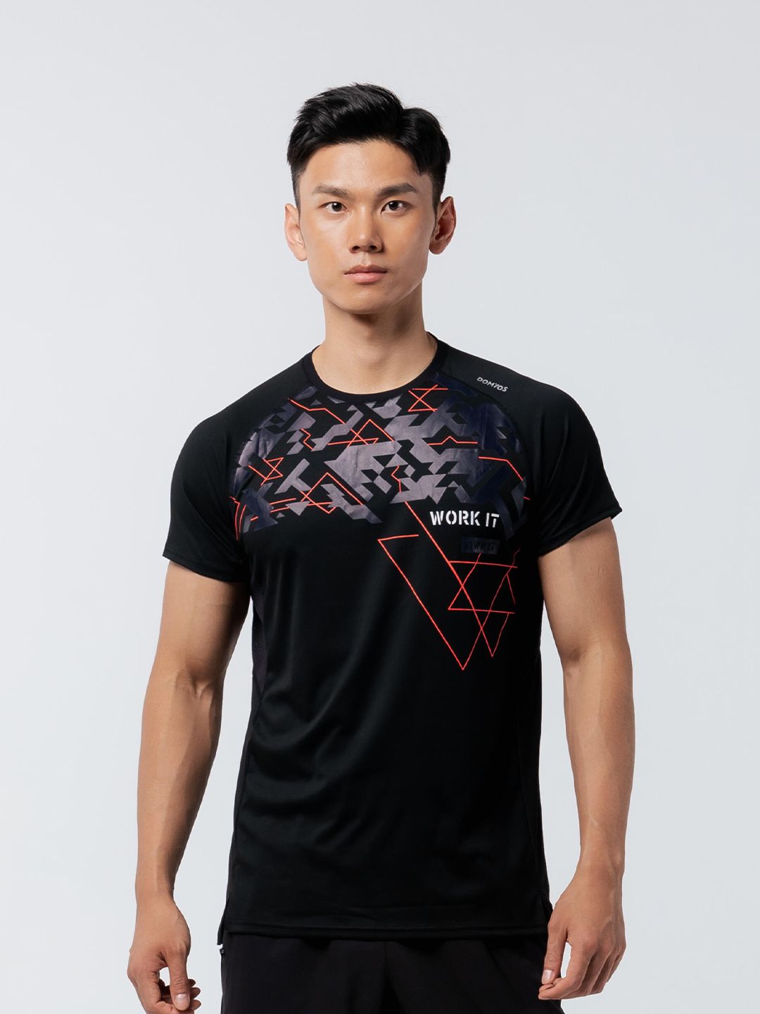 Decathlon DOMYOS - Men Black Printed Eco-Friendly Fitness Training T-shirt