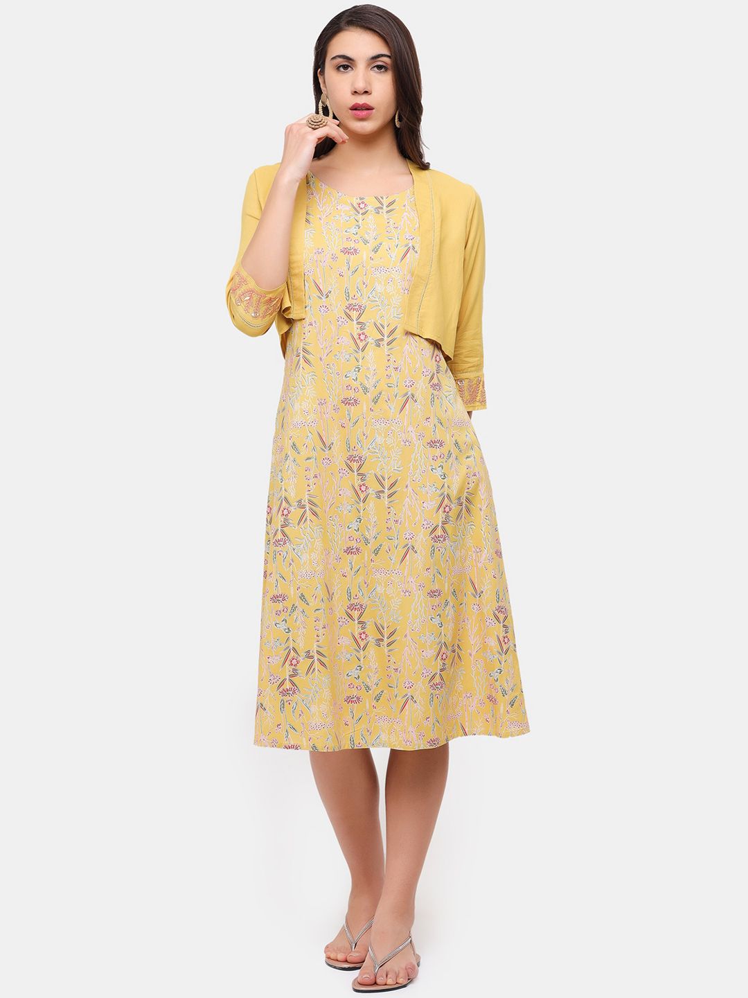 IMARA Yellow Midi Dress Price in India