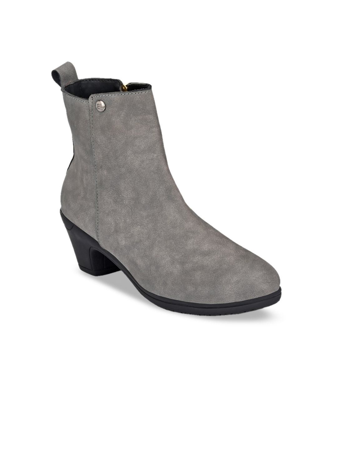 El Paso Women Grey Textured Flat Boots Price in India