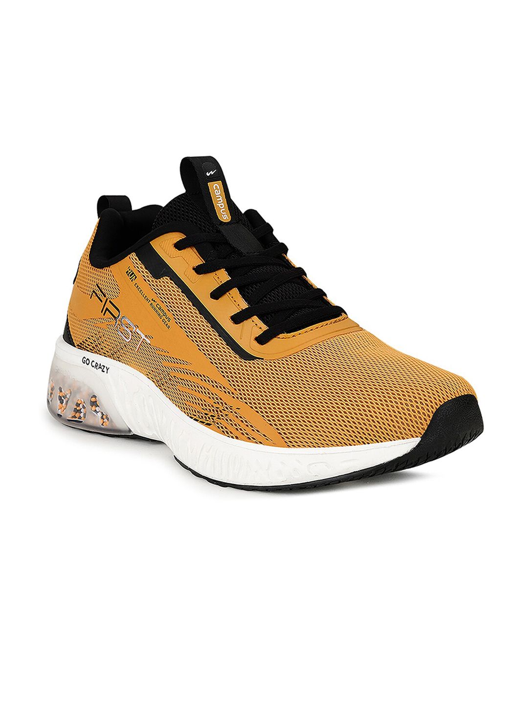 Campus Men Yellow Mesh Road Running Shoes