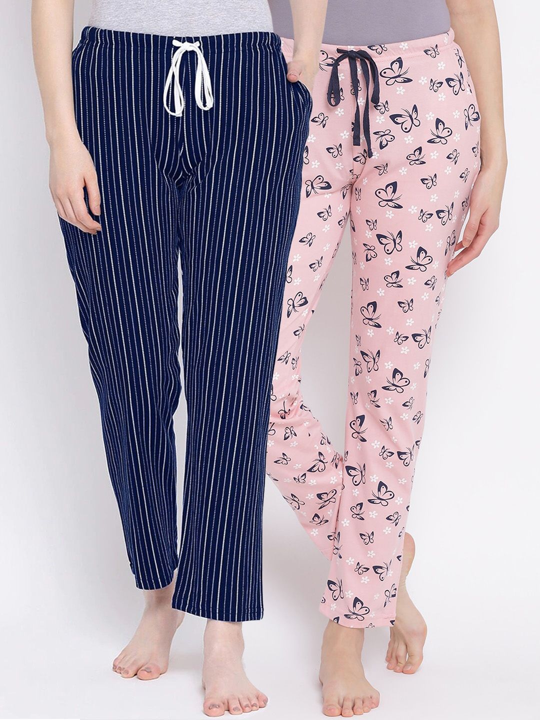 Kanvin Women Pack Of 2 Printed Pure Cotton Lounge Pants Price in India