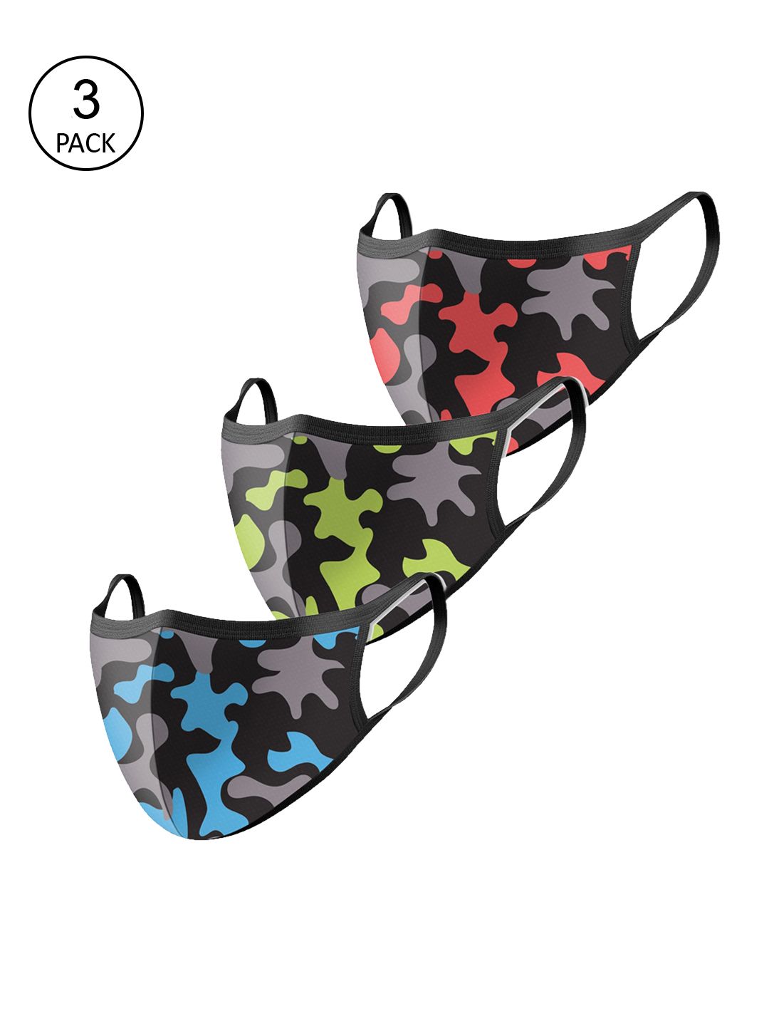 Lioncrown Pack Of 3 Camouflage Printed 5-Ply Organic Cotton Protective N95 Masks Price in India